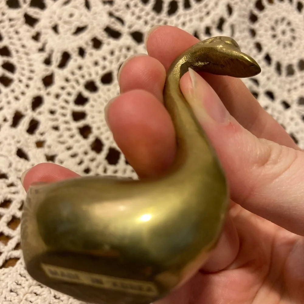 Petite Brass Swan Bird - Korea Vintage - Picture 3 of 9